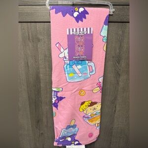 New Hello Kitty & Friends Desserts & Drinks 27" x 54" Pink Beach Towel